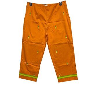 Bambo Traders Embroidered Pineapple Cropped pants Size 14‎